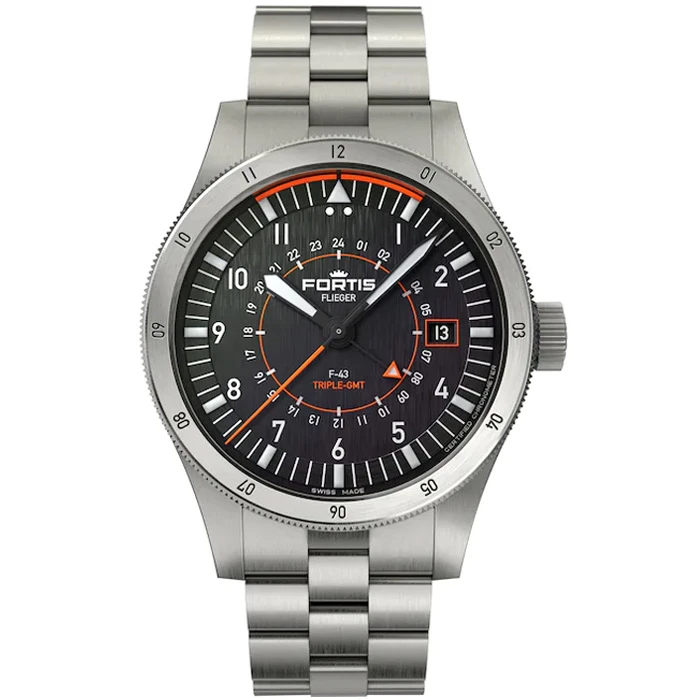 Мъжки ръчен часовник с автоматичен механизъм - корпус от Титан - Титаниева верижка - цвят Черен Сив