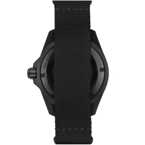 Мъжки ръчен часовник с автоматичен механизъм - корпус от Стомана и керамика - Нато каишка - цвят Черен Черен