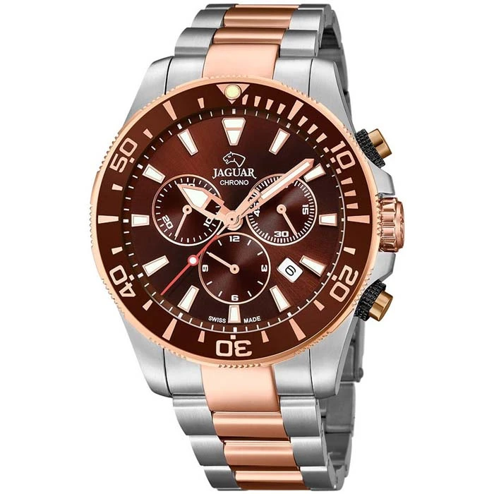 Мъжки ръчен часовник с кварцов механизъм - корпус от Стомана - Стоманена верижка - цвят Кафяв Сив