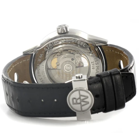 Мъжки ръчен часовник с автоматичен механизъм - корпус от Стомана - Естествена кожа - цвят Син Черен