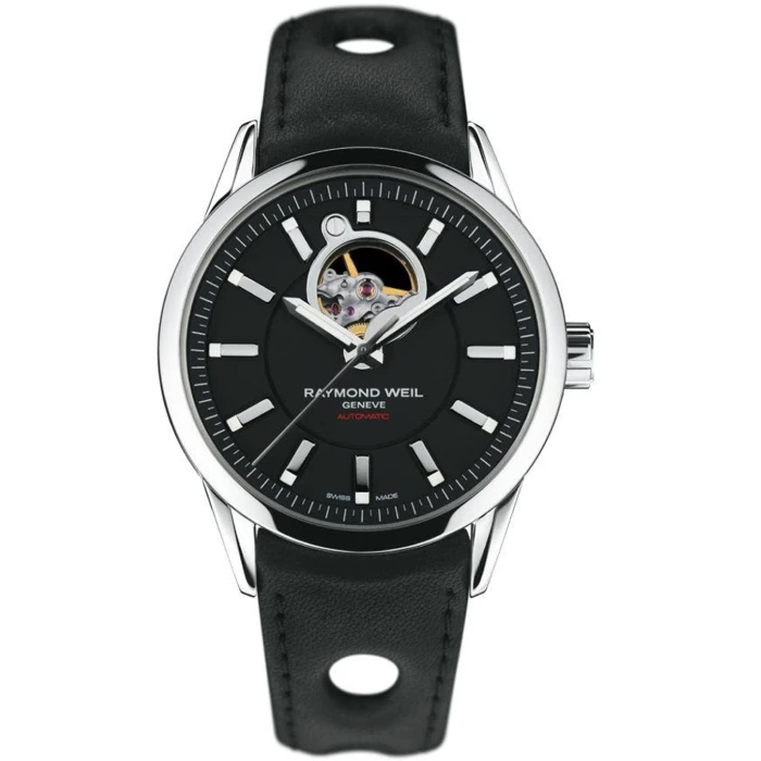 Мъжки ръчен часовник с автоматичен механизъм - корпус от Стомана - Естествена кожа - цвят Син Черен