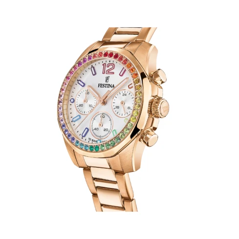 Дамски ръчен часовник с кварцов механизъм - корпус от Стомана - Стоманена верижка - цвят Бял Розово Злато