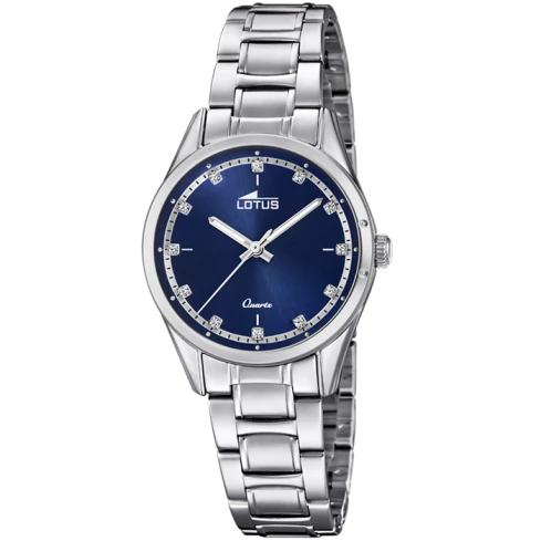 Дамски ръчен часовник с кварцов механизъм - корпус от Стомана - Стоманена верижка - цвят Син Сив