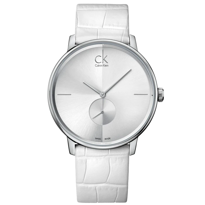 Дамски ръчен часовник с кварцов механизъм - корпус от Стомана - Естествена кожа - цвят Сребрист Бял