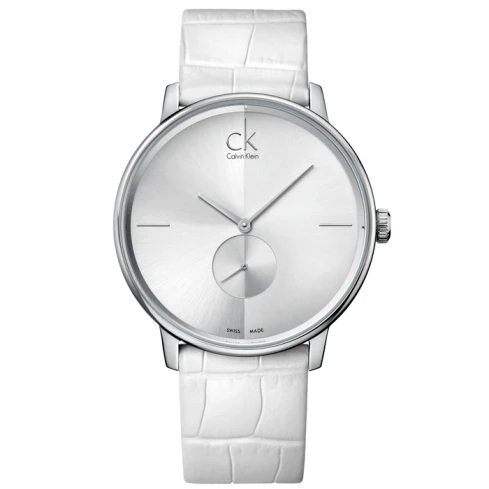 Дамски ръчен часовник с кварцов механизъм - корпус от Стомана - Естествена кожа - цвят Сребрист Бял