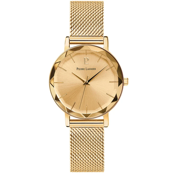 Дамски ръчен часовник с кварцов механизъм - корпус от Стомана - Меш - цвят Шампанско Злато