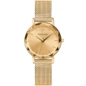 Дамски ръчен часовник с кварцов механизъм - корпус от Стомана - Меш - цвят Шампанско Злато