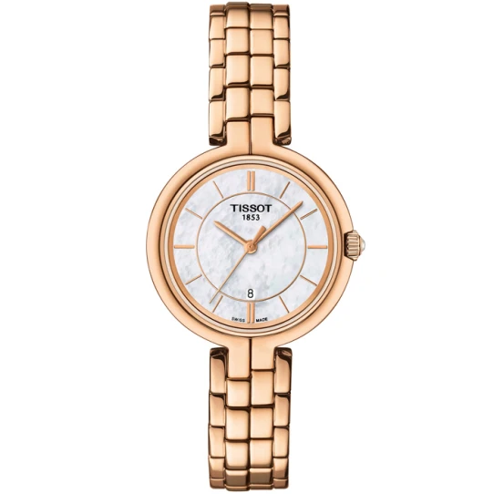 Дамски ръчен часовник с кварцов механизъм - корпус от Стомана - Стоманена верижка - цвят Седеф Розово Злато