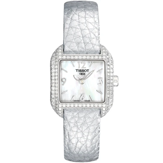 Дамски ръчен часовник с кварцов механизъм - корпус от Стомана - Естествена кожа - цвят Седеф Сребрист