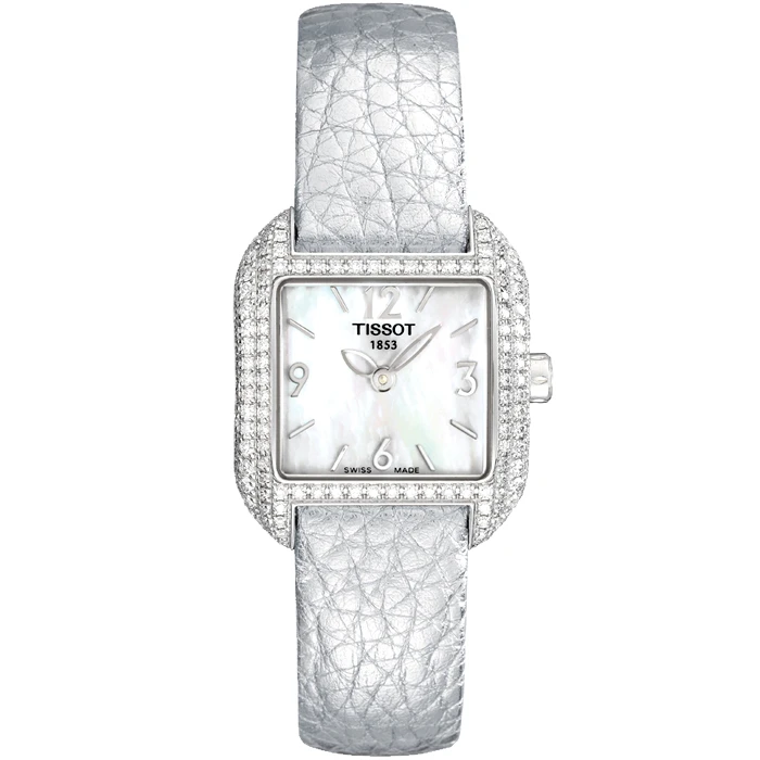 Дамски ръчен часовник с кварцов механизъм - корпус от Стомана - Естествена кожа - цвят Седеф Сребрист