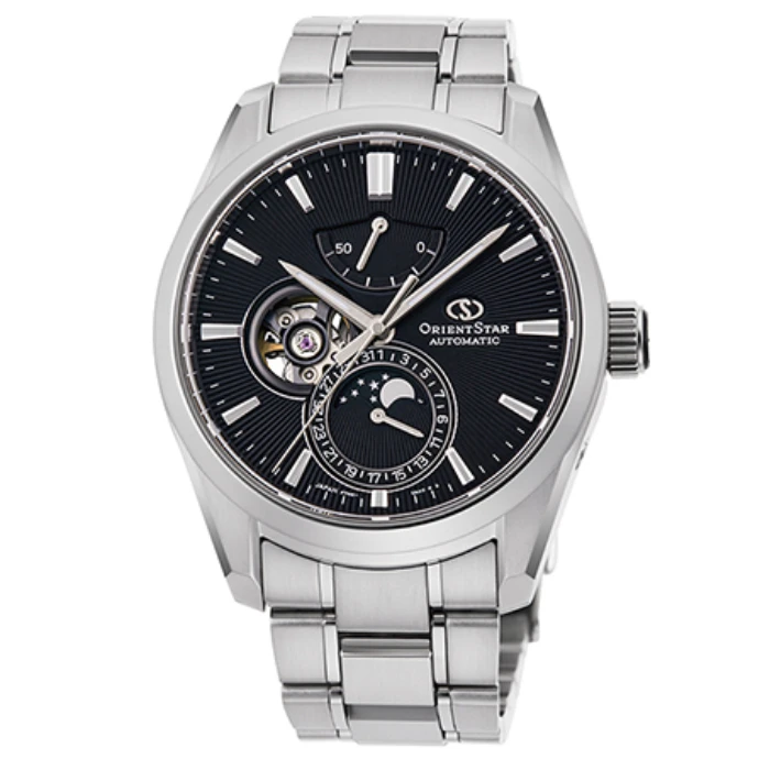 Мъжки ръчен часовник с автоматичен механизъм - корпус от Стомана - Стоманена верижка - цвят Черен Сив