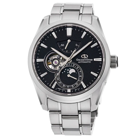 Мъжки ръчен часовник с автоматичен механизъм - корпус от Стомана - Стоманена верижка - цвят Черен Сив