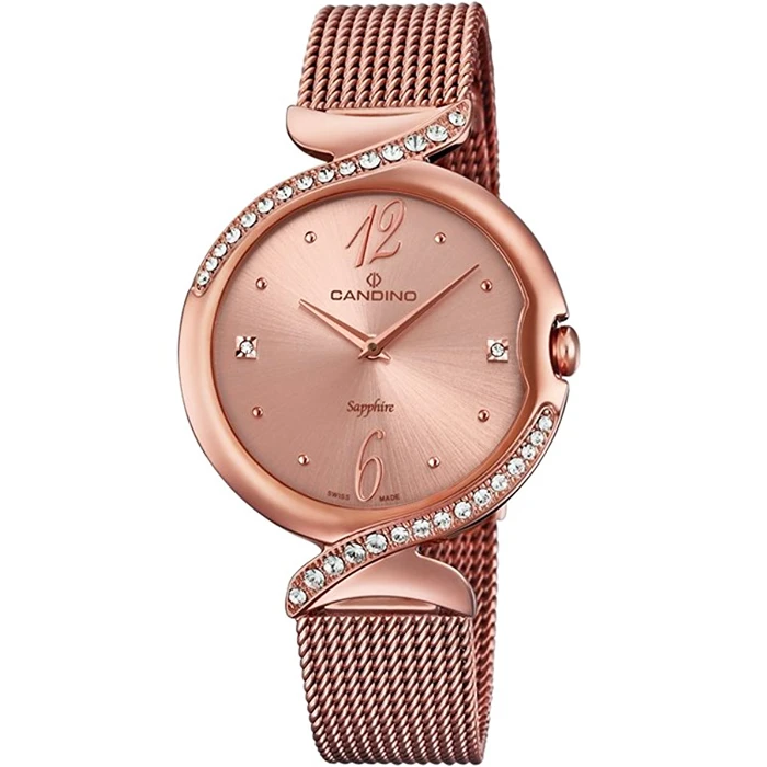 Дамски ръчен часовник с кварцов механизъм - корпус от Стомана - Меш - цвят Розово Злато Розово Злато