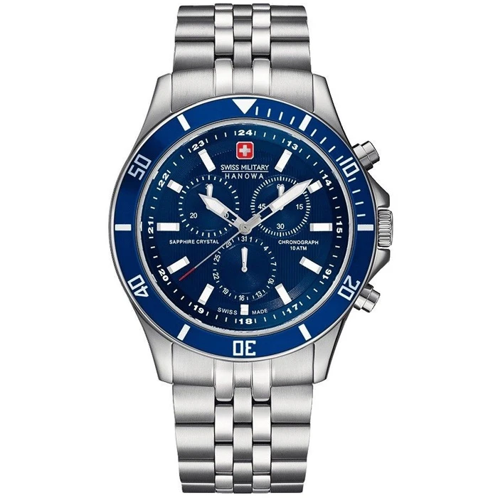 Мъжки ръчен часовник с кварцов механизъм - корпус от Стомана - Стоманена верижка - цвят Син Сив