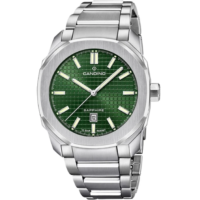 Мъжки ръчен часовник с кварцов механизъм - корпус от Стомана - Стоманена верижка - цвят Зелен