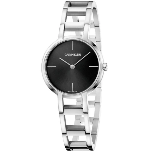 Дамски ръчен часовник с кварцов механизъм - корпус от Стомана - Стоманена верижка - цвят Черен Сив