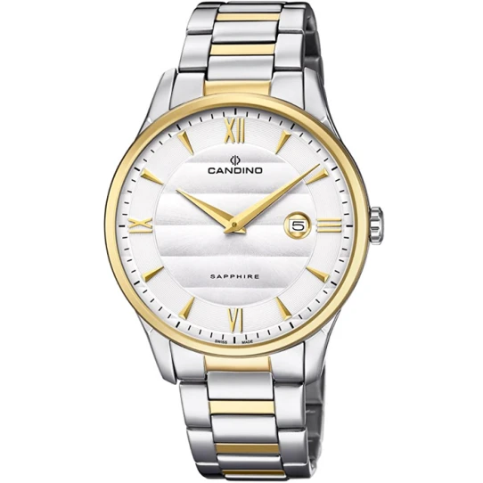 Мъжки ръчен часовник с кварцов механизъм - корпус от Стомана - Стоманена верижка - цвят Сребрист Злато