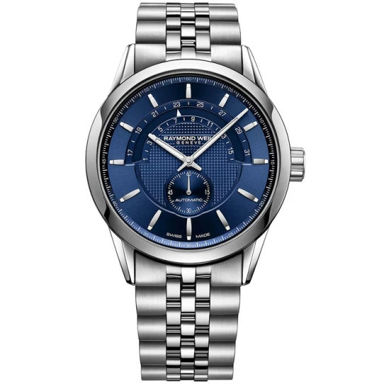 Мъжки ръчен часовник с автоматичен механизъм - корпус от Стомана - Стоманена верижка - цвят Син Сив