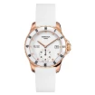 Дамски ръчен часовник с кварцов механизъм - корпус от Стомана и керамика - Каучук - цвят Бял Бял