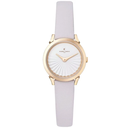 Дамски ръчен часовник с кварцов механизъм - корпус от Стомана - Естествена кожа - цвят Бял Розов