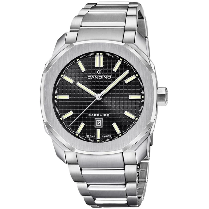 Мъжки ръчен часовник с кварцов механизъм - корпус от Стомана - Стоманена верижка - цвят Черен