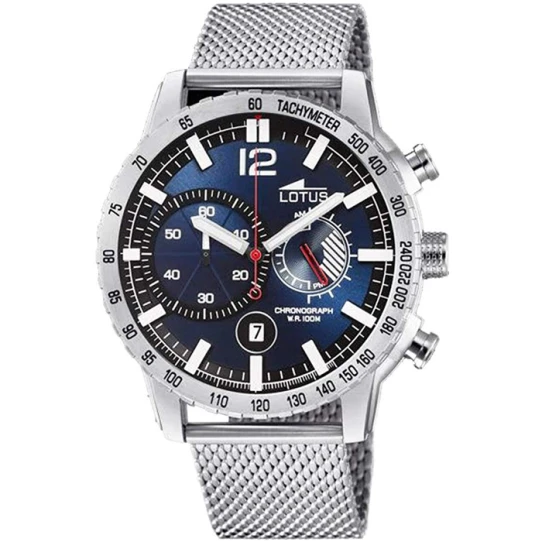 Мъжки ръчен часовник с кварцов механизъм - корпус от Стомана - Меш - цвят Син Сив