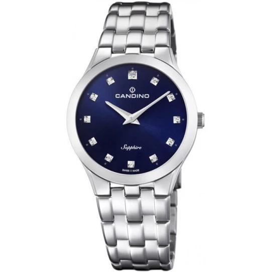 Дамски ръчен часовник с кварцов механизъм - корпус от Стомана - Стоманена верижка - цвят Син Сив