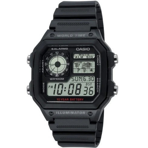 Мъжки ръчен часовник с кварцов механизъм - корпус от Полимер - Полимер - цвят Сив Черен