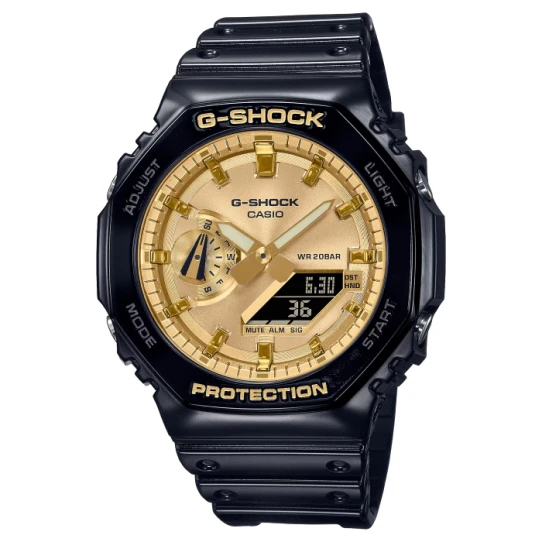 Casio GA-2100GB-1AER G-Shock - Мъжки ръчен часовник с кварцов механизъм - корпус от Полимер - Полимер - цвят Злато