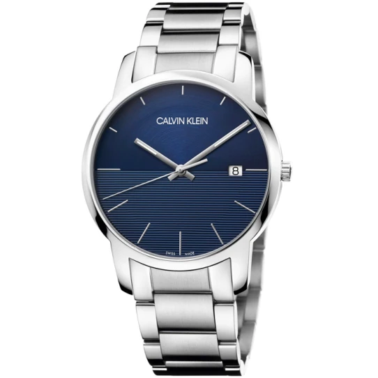 Мъжки ръчен часовник с кварцов механизъм - корпус от Стомана - Стоманена верижка - цвят Син Сив