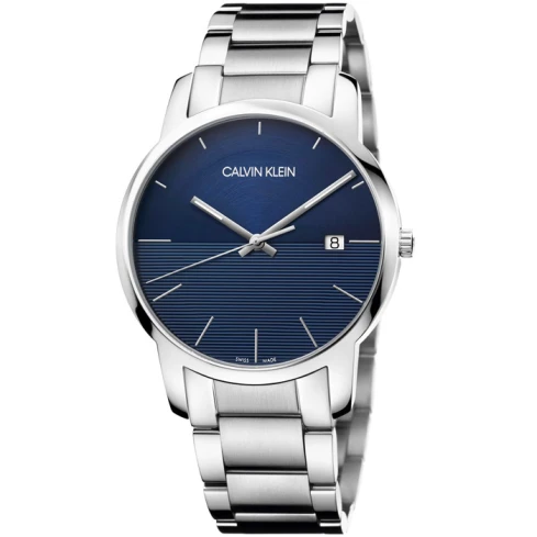 Мъжки ръчен часовник с кварцов механизъм - корпус от Стомана - Стоманена верижка - цвят Син Сив