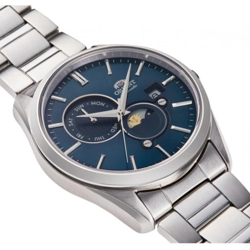 Мъжки ръчен часовник с автоматичен механизъм - корпус от Стомана - Стоманена верижка - цвят Син Сив