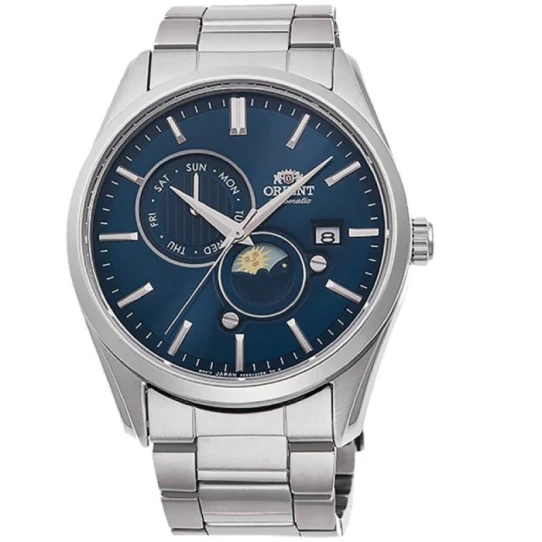 Мъжки ръчен часовник с автоматичен механизъм - корпус от Стомана - Стоманена верижка - цвят Син Сив