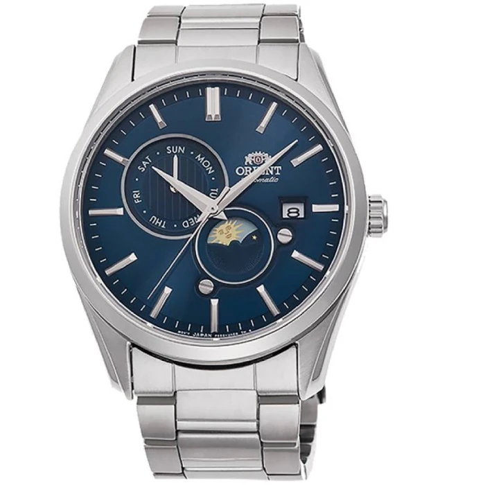 Мъжки ръчен часовник с автоматичен механизъм - корпус от Стомана - Стоманена верижка - цвят Син Сив