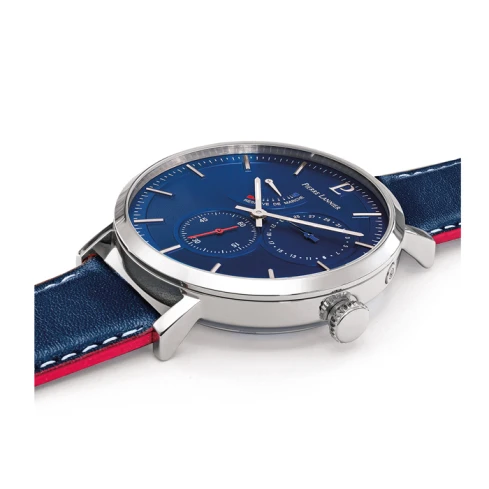 Мъжки ръчен часовник с автоматичен механизъм - корпус от Стомана - Естествена кожа - цвят Син Син