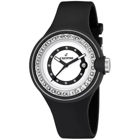 Унисекс ръчен часовник с кварцов механизъм - корпус от Полимер - Полимер - цвят Бял Черен