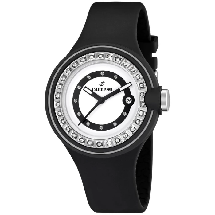 Унисекс ръчен часовник с кварцов механизъм - корпус от Полимер - Полимер - цвят Бял Черен