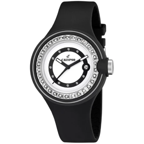 Унисекс ръчен часовник с кварцов механизъм - корпус от Полимер - Полимер - цвят Бял Черен