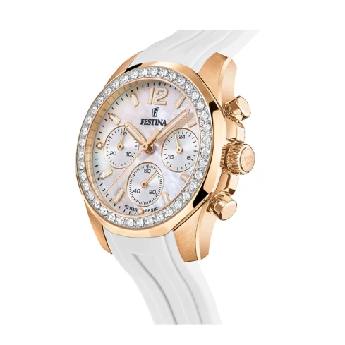 Дамски ръчен часовник с кварцов механизъм - корпус от Стомана - Силиконова каишка - цвят Седеф Бял