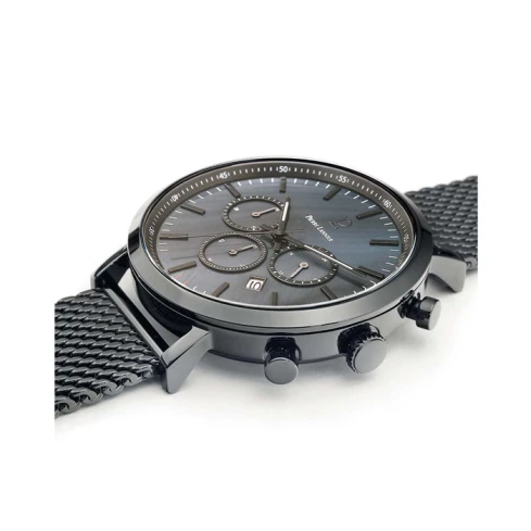 Мъжки ръчен часовник с кварцов механизъм - корпус от Стомана - Меш - цвят Черен