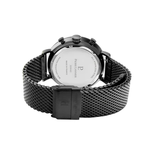 Мъжки ръчен часовник с кварцов механизъм - корпус от Стомана - Меш - цвят Черен