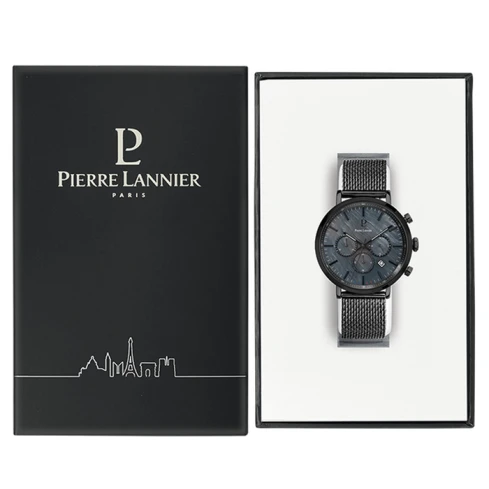 Мъжки ръчен часовник с кварцов механизъм - корпус от Стомана - Меш - цвят Черен