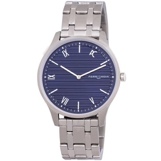 Мъжки ръчен часовник с кварцов механизъм - корпус от Стомана - Стоманена верижка - цвят Син Сив