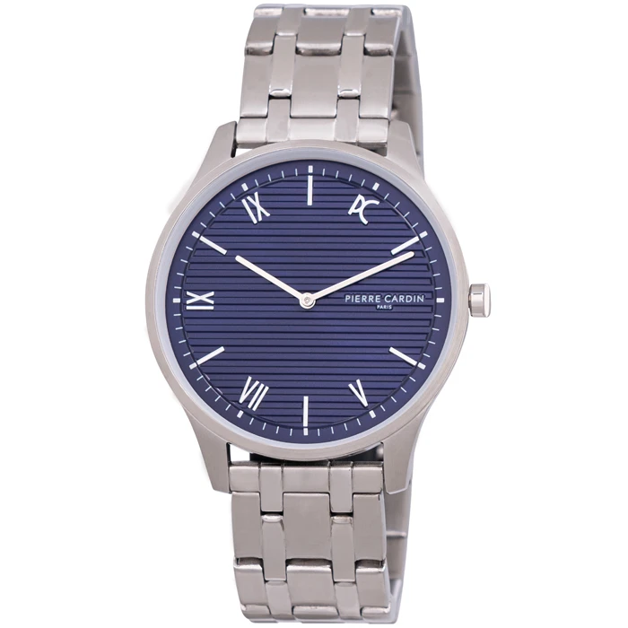 Мъжки ръчен часовник с кварцов механизъм - корпус от Стомана - Стоманена верижка - цвят Син Сив