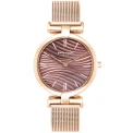 Дамски ръчен часовник с кварцов механизъм - корпус от Стомана - Меш - цвят Кафяв Розово Злато