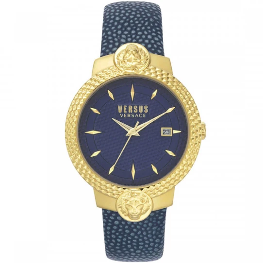 Мъжки ръчен часовник с кварцов механизъм - корпус от Стомана - Синтетична кожа - цвят Син Син