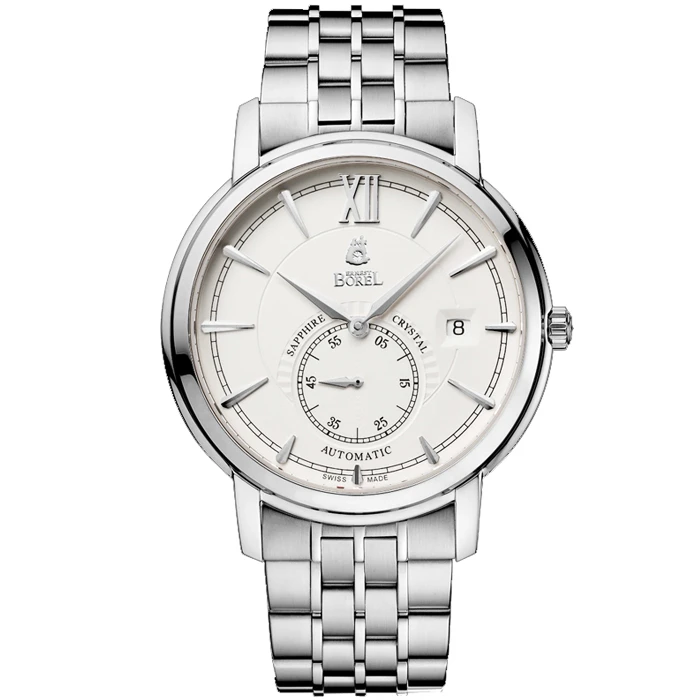 Мъжки ръчен часовник с кварцов механизъм - корпус от Стомана - Стоманена верижка - цвят Бял Сив