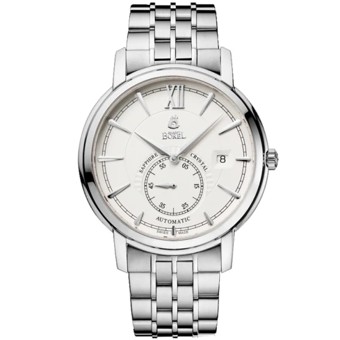 Мъжки ръчен часовник с кварцов механизъм - корпус от Стомана - Стоманена верижка - цвят Бял Сив