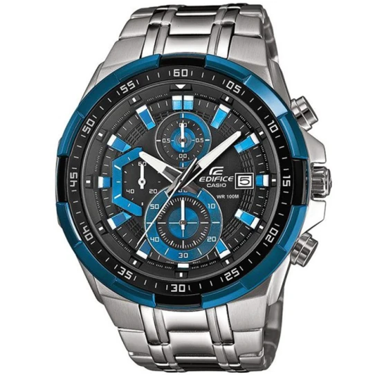 Унисекс ръчен часовник с кварцов механизъм - корпус от Стомана - Стоманена верижка - цвят Черен Син