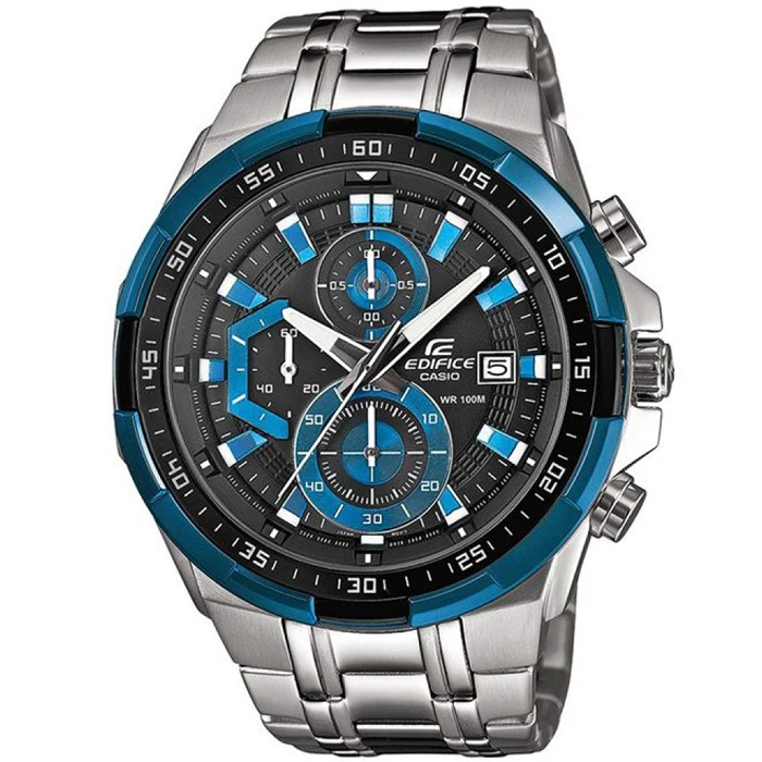 Унисекс ръчен часовник с кварцов механизъм - корпус от Стомана - Стоманена верижка - цвят Черен Син